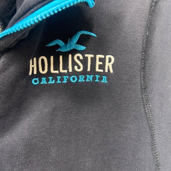 Hollister Y2k black blue layered sweatshirt zip up jacket medium - Picture 3 of 11